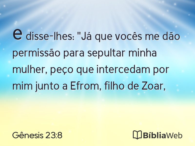 Gênesis 23:8 em imagem para compartilhar