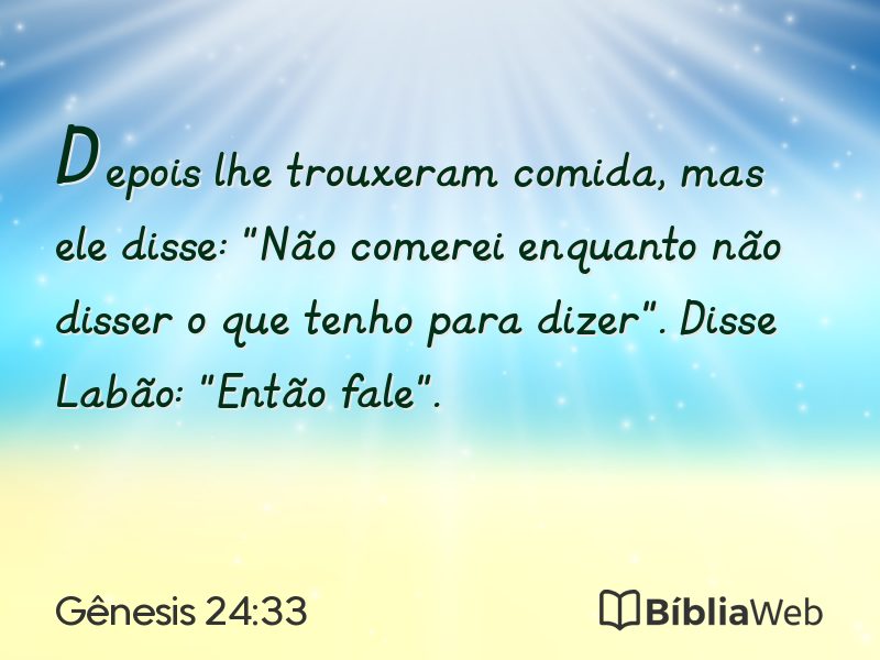 Gênesis 24:33 em imagem para compartilhar