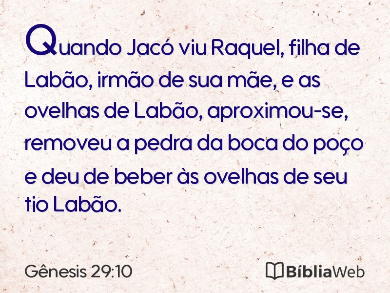 Gênesis 29:10 em imagem para compartilhar