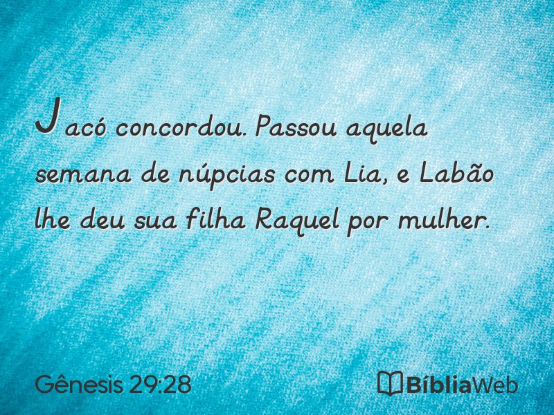 Gênesis 29:28 em imagem para compartilhar