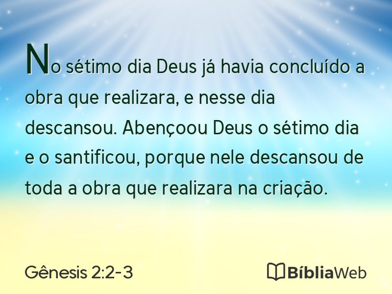 Gênesis 2:2-3 em imagem para compartilhar