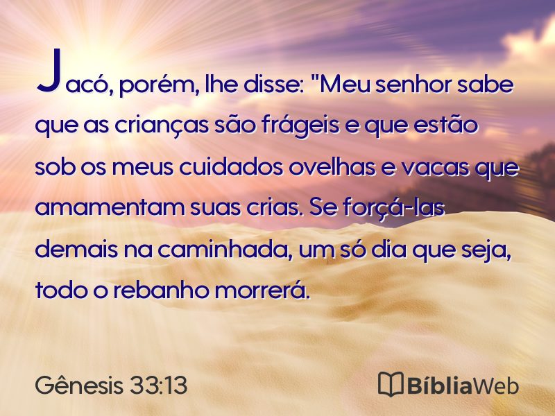 Gênesis 33:13 em imagem para compartilhar