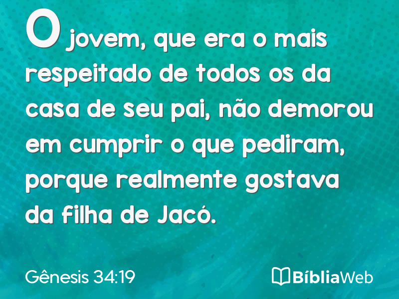 Gênesis 34:19 em imagem para compartilhar