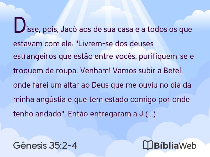 Gênesis 35:2-4 em imagem para compartilhar
