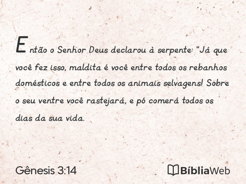 Gênesis 3:14 em imagem para compartilhar