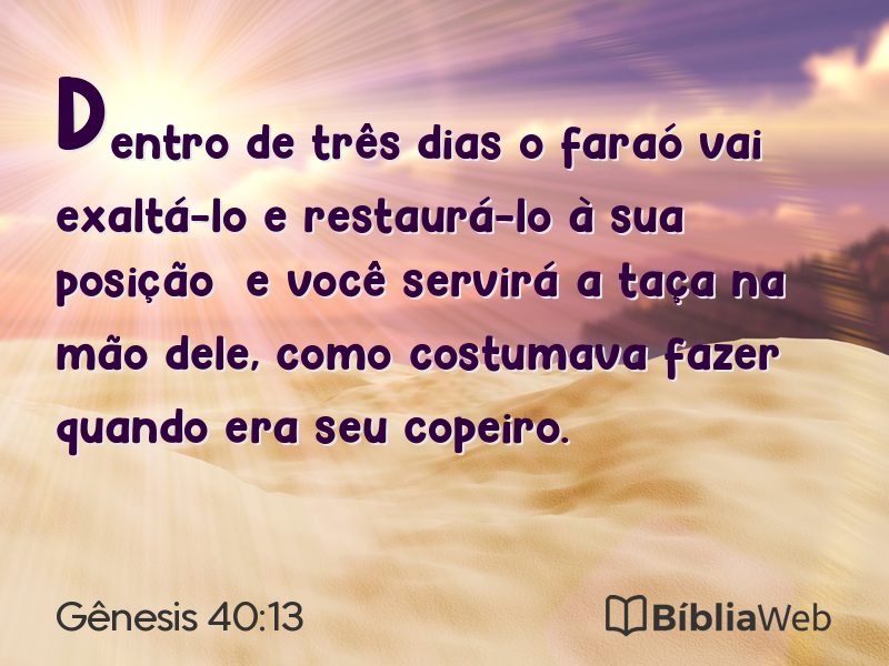 Gênesis 40:13 em imagem para compartilhar