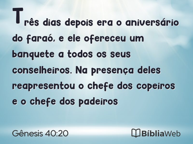 Gênesis 40:20 em imagem para compartilhar