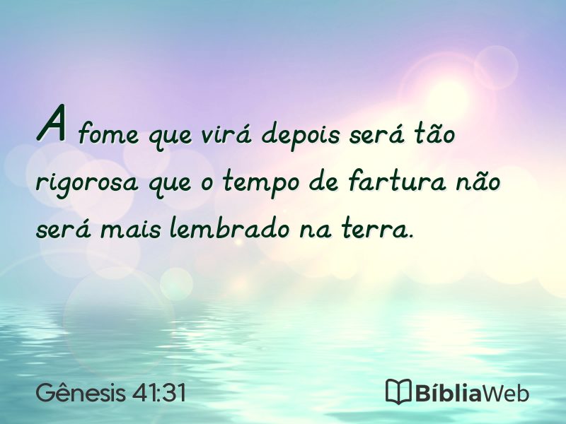 Gênesis 41:31 em imagem para compartilhar