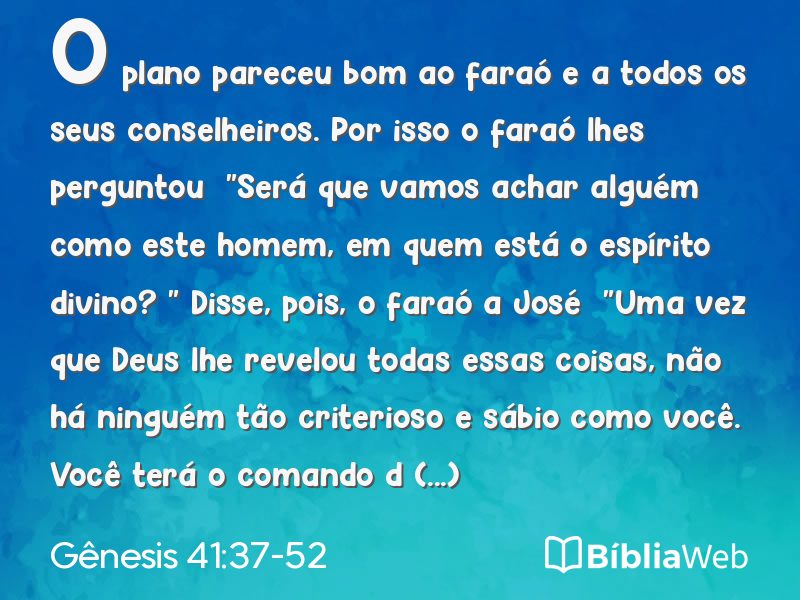 Gênesis 41:37-52 em imagem para compartilhar