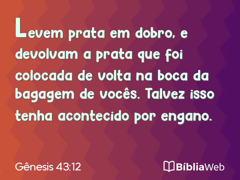 Gênesis 43:12 em imagem para compartilhar