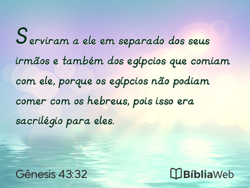 Gênesis 43:32 em imagem para compartilhar