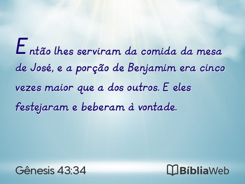 Gênesis 43:34 em imagem para compartilhar