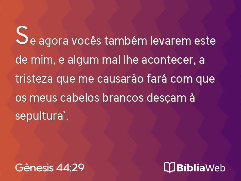 Gênesis 44:29 em imagem para compartilhar