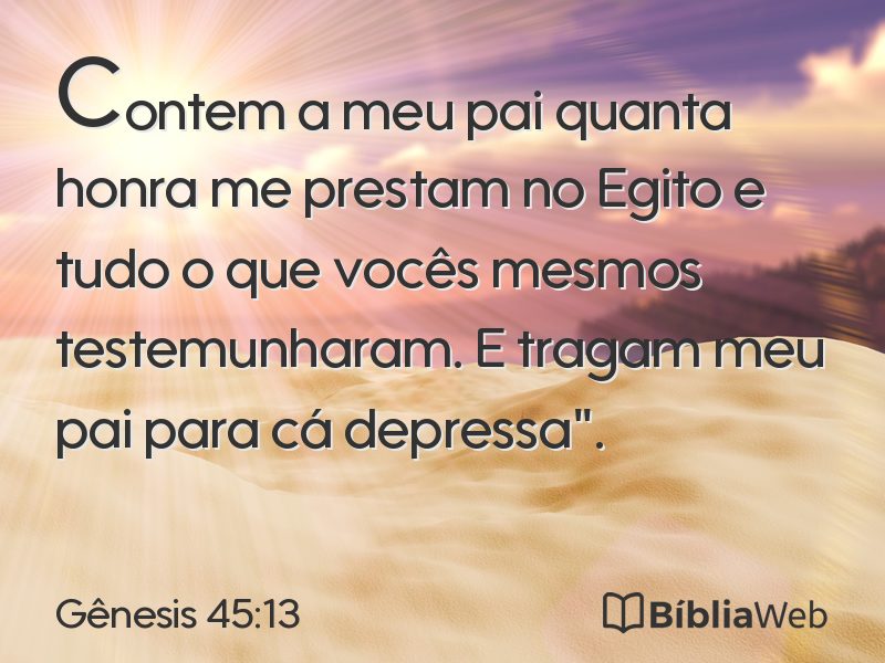 Gênesis 45:13 em imagem para compartilhar