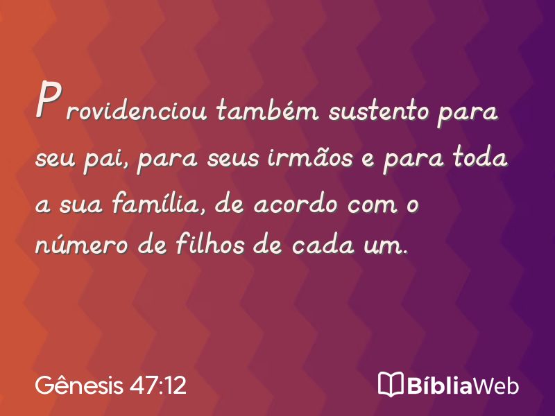 Gênesis 47:12 em imagem para compartilhar