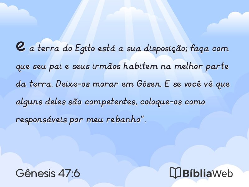 Gênesis 47:6 em imagem para compartilhar