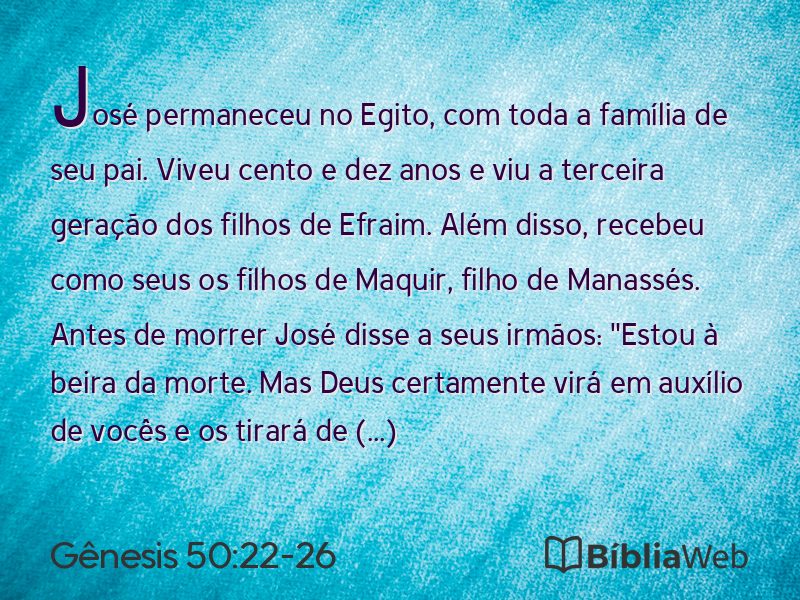 Gênesis 50:22-26 em imagem para compartilhar