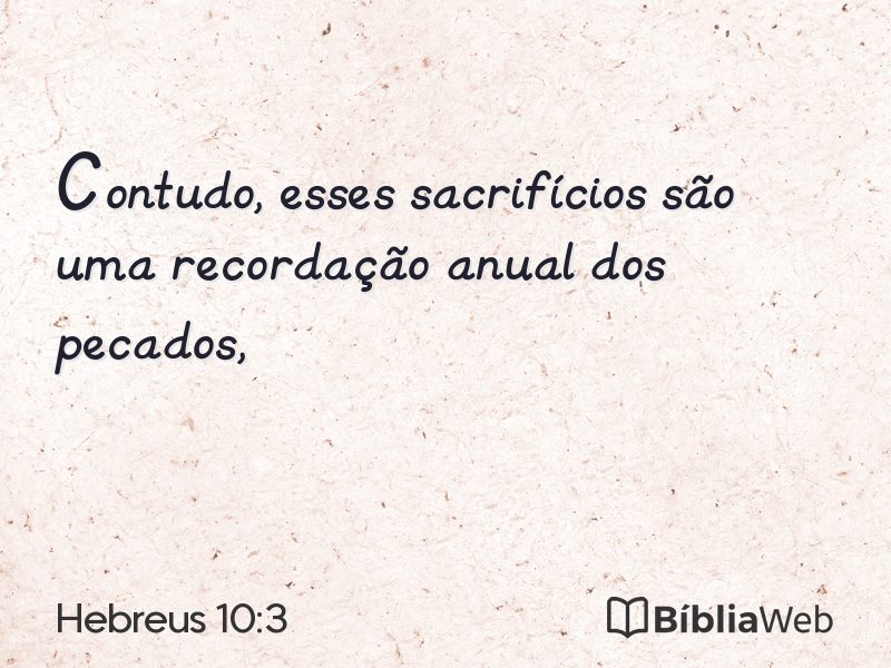 Hebreus 10:3 em imagem para compartilhar