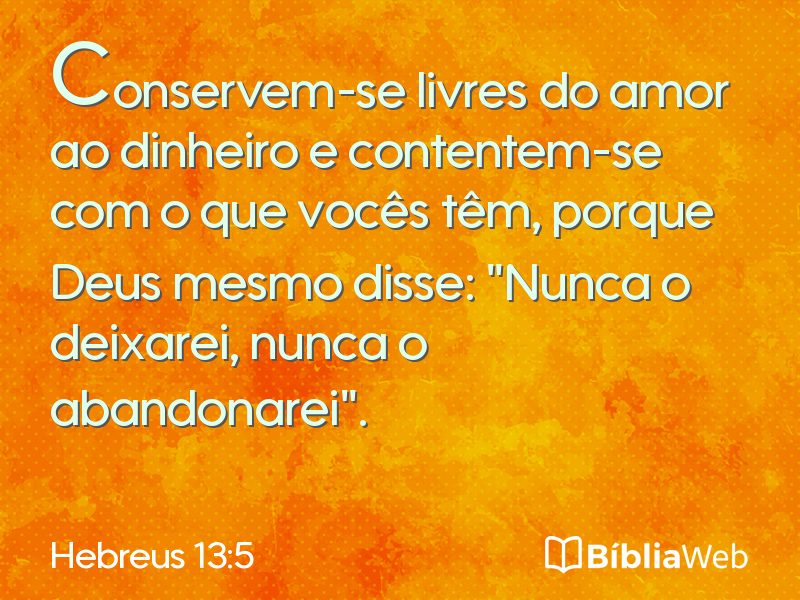 Hebreus 13:5 em imagem para compartilhar