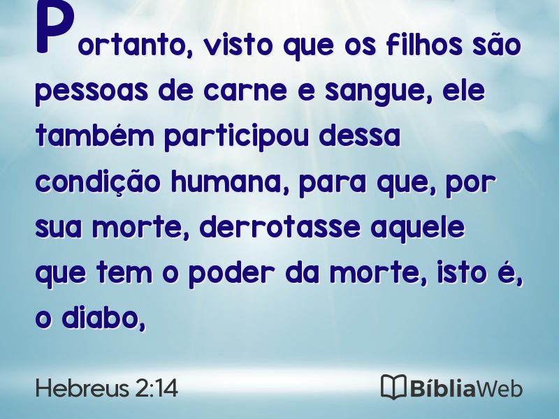 Hebreus 2:14 em imagem para compartilhar
