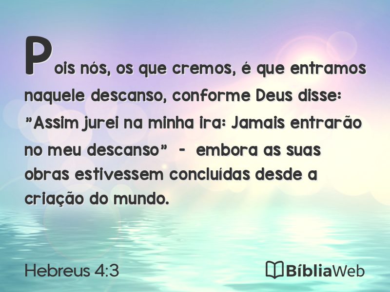 Hebreus 4:3 em imagem para compartilhar