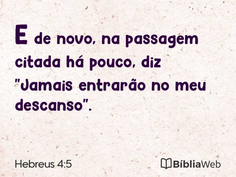 Hebreus 4:5 em imagem para compartilhar