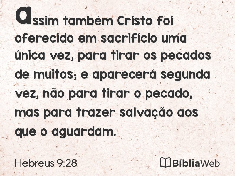 Hebreus 9:28 em imagem para compartilhar