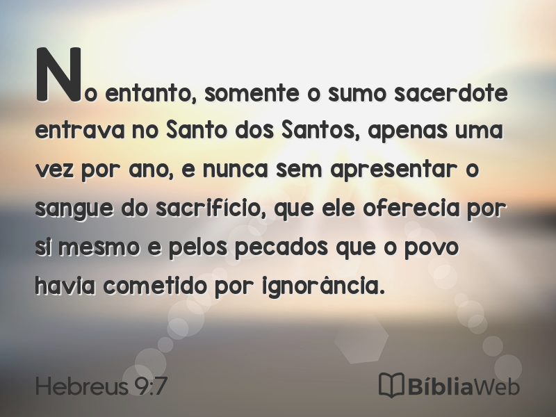 Hebreus 9:7 em imagem para compartilhar