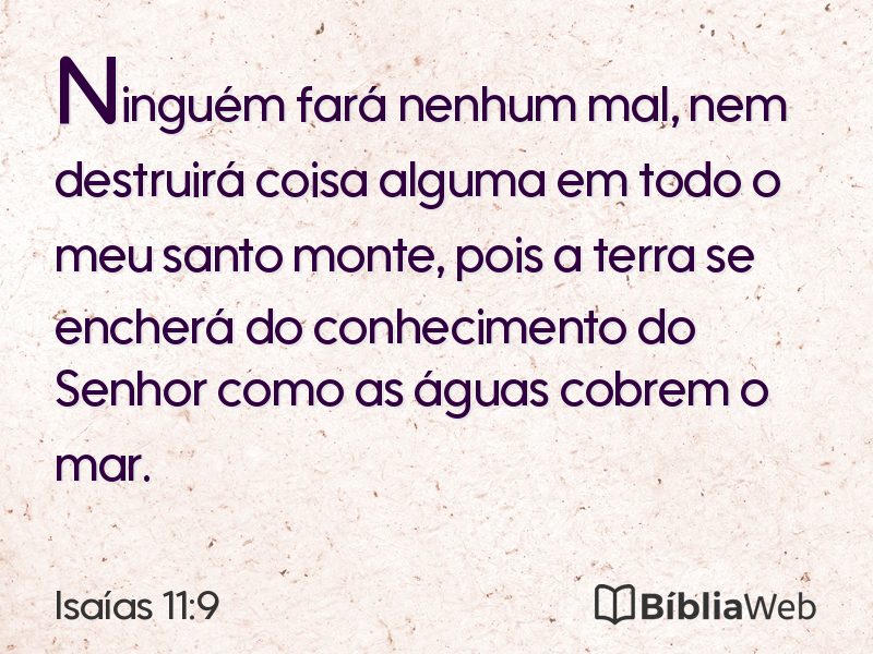 Isaías 11:9 em imagem para compartilhar