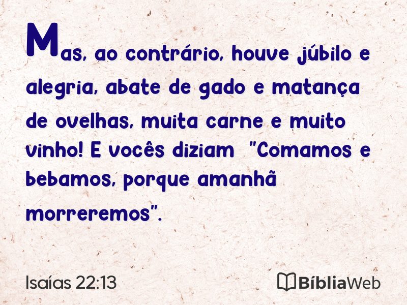 Isaías 22:13 em imagem para compartilhar
