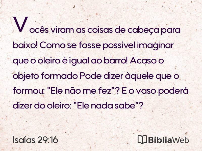 Isaías 29:16 em imagem para compartilhar