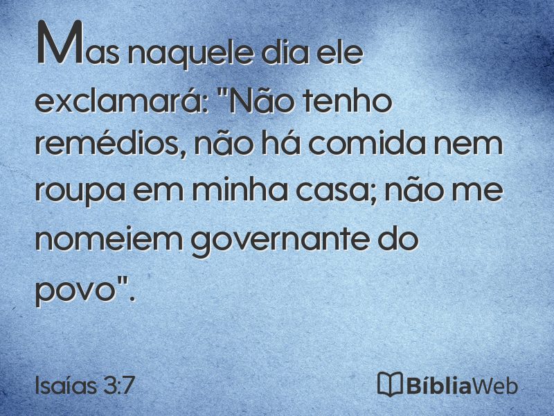 Isaías 3:7 em imagem para compartilhar