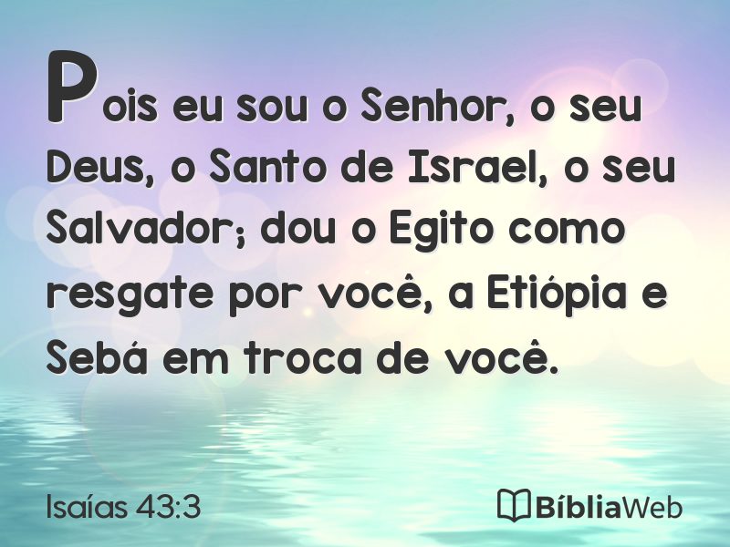 Isaías 43:3 em imagem para compartilhar