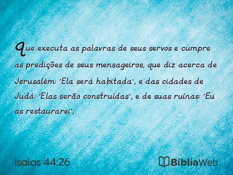 Isaías 44:26 em imagem para compartilhar