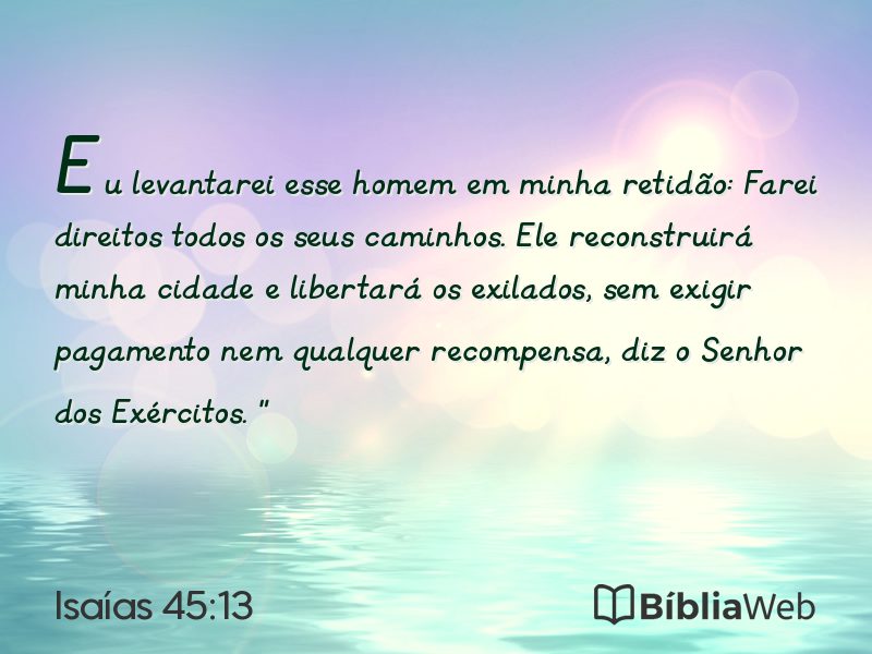 Isaías 45:13 em imagem para compartilhar