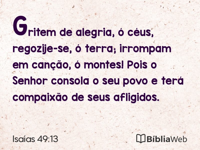 Isaías 49:13 em imagem para compartilhar