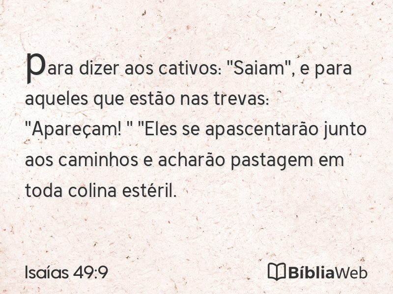 Isaías 49:9 em imagem para compartilhar