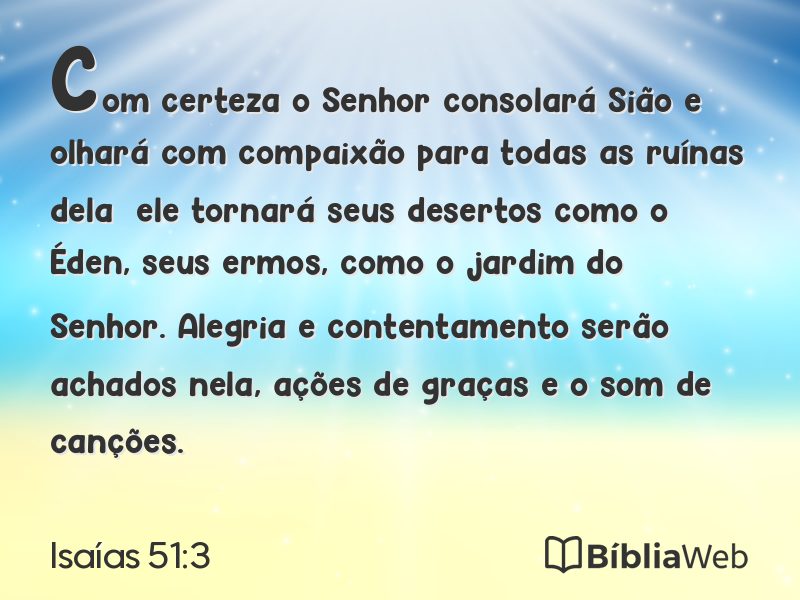 Isaías 51:3 em imagem para compartilhar