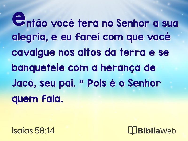 Isaías 58:14 em imagem para compartilhar