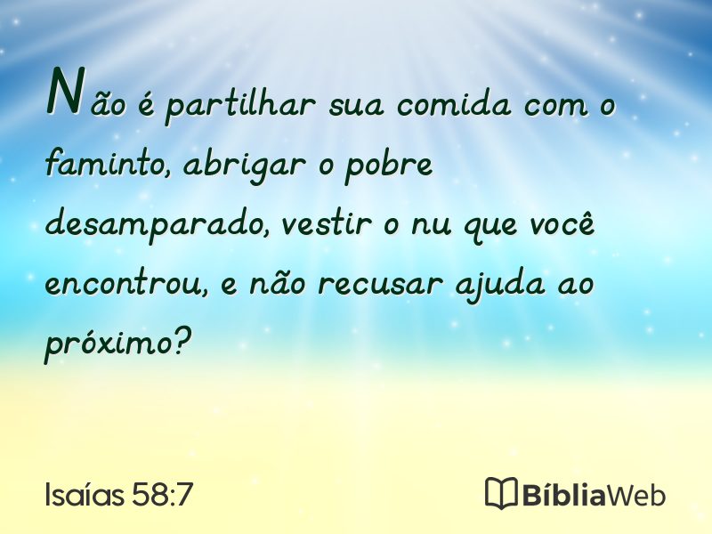 Isaías 58:7 em imagem para compartilhar