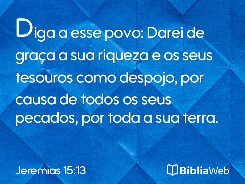Jeremias 15:13 em imagem para compartilhar