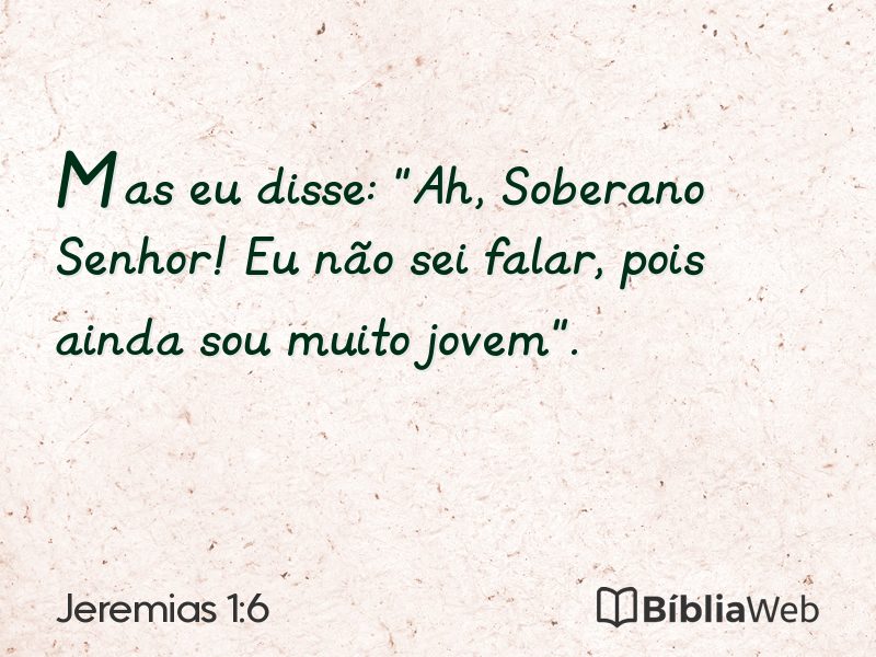 Jeremias 1:6 em imagem para compartilhar