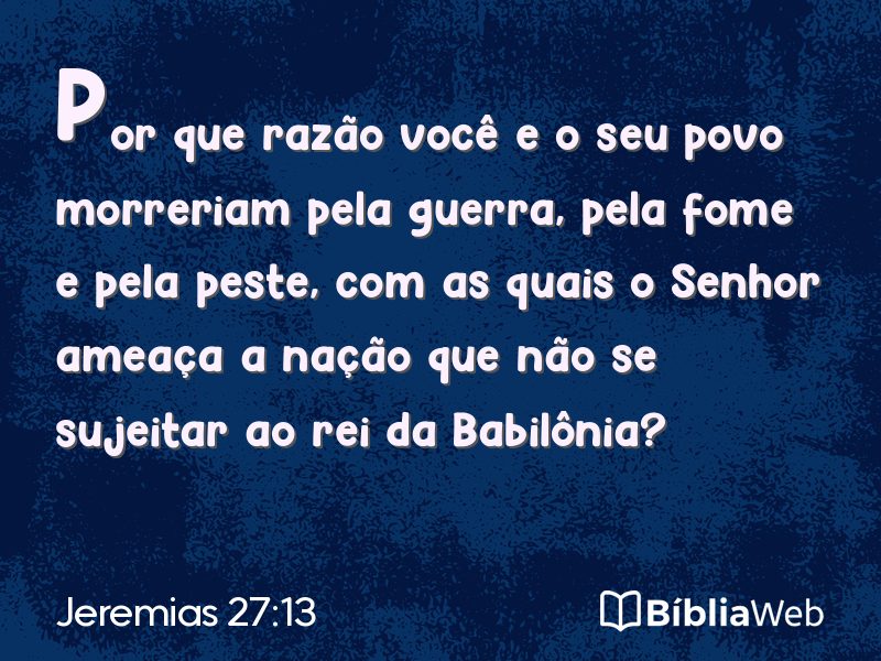 Jeremias 27:13 em imagem para compartilhar