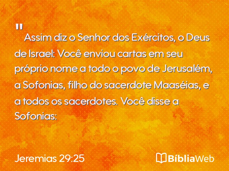 Jeremias 29:25 em imagem para compartilhar