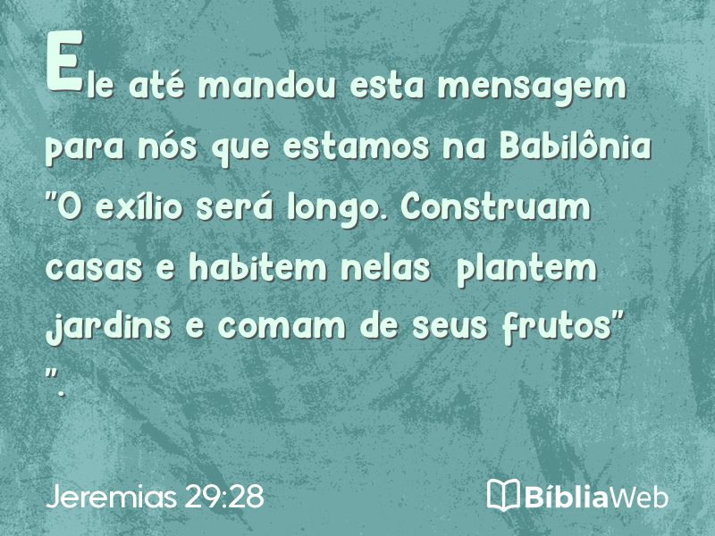 Jeremias 29:28 em imagem para compartilhar