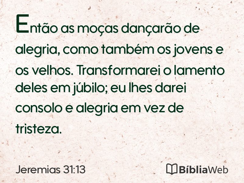 Jeremias 31:13 em imagem para compartilhar