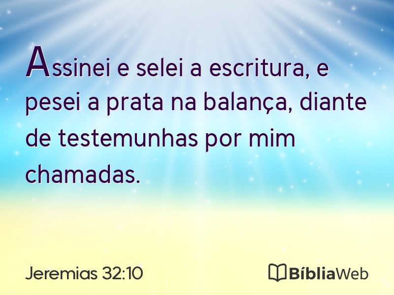 Jeremias 32:10 em imagem para compartilhar