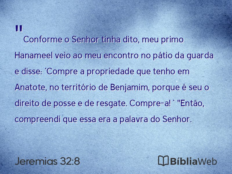 Jeremias 32:8 em imagem para compartilhar