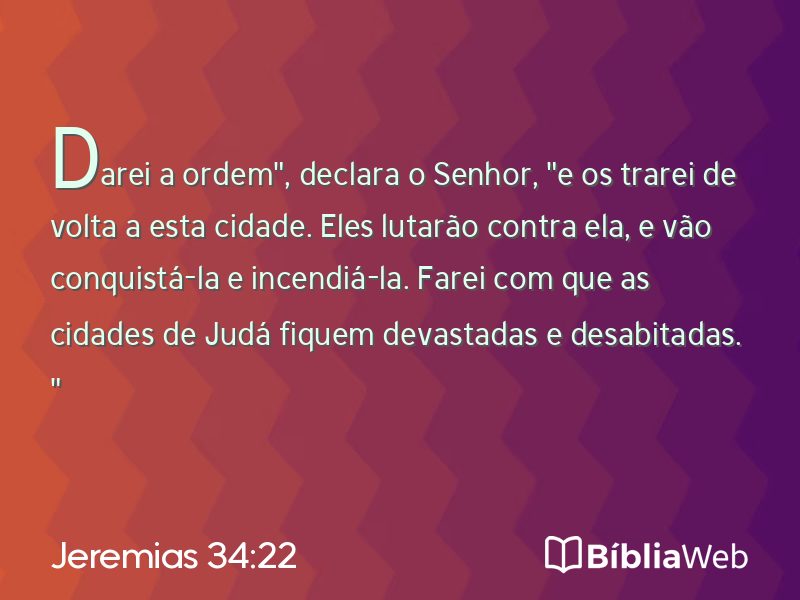 Jeremias 34:22 em imagem para compartilhar