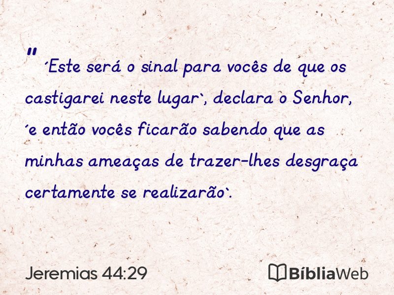 Jeremias 44:29 em imagem para compartilhar